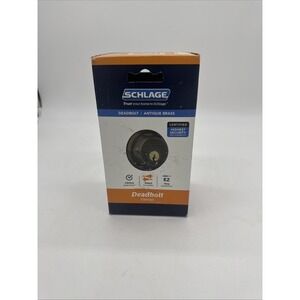 SCHLAGE - B62 G 609 - Double Cylinder Deadbolt Keyed 2 Sides Antique Brass